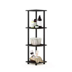 Furinno Scaffale angolare a 4 ripiani multiuso, mensola da bagno, Espresso/Nero