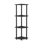 Furinno Scaffale angolare a 4 ripiani multiuso, mensola da bagno, Espresso/Nero