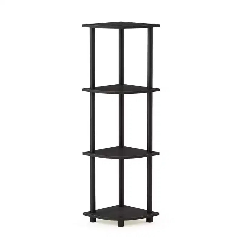 Furinno Scaffale angolare a 4 ripiani multiuso, mensola da bagno, Espresso/Nero