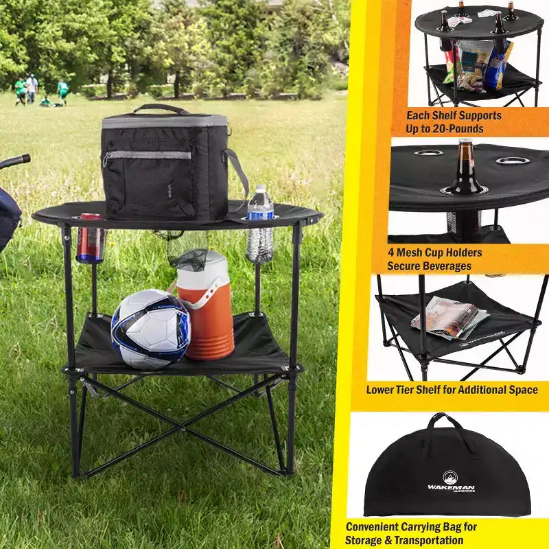Tavolo Pieghevole da Campeggio Wakeman Outdoors, Nero
