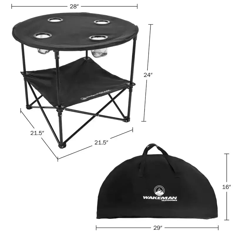 Tavolo Pieghevole da Campeggio Wakeman Outdoors, Nero
