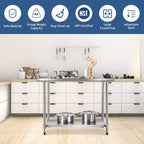 Tavolo da cucina commerciale Costway 30 x 48, in acciaio inox, per la preparazione di alimenti e da lavoro, colore argento