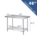 Tavolo da cucina commerciale Costway 30 x 48, in acciaio inox, per la preparazione di alimenti e da lavoro, colore argento