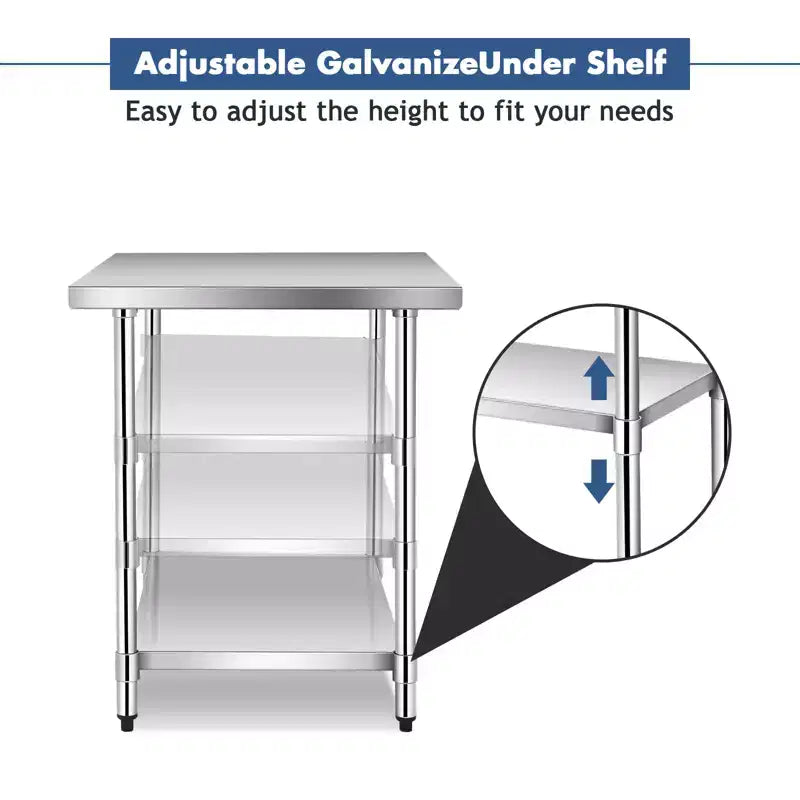 Tavolo da cucina commerciale Costway 30 x 48, in acciaio inox, per la preparazione di alimenti e da lavoro, colore argento