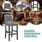 Costway Set di 2 Sedie da Bar/Bancone con Struttura in Legno di Gomma Massiccio e Piedini Regolabili Grigio e Marrone Scuro
