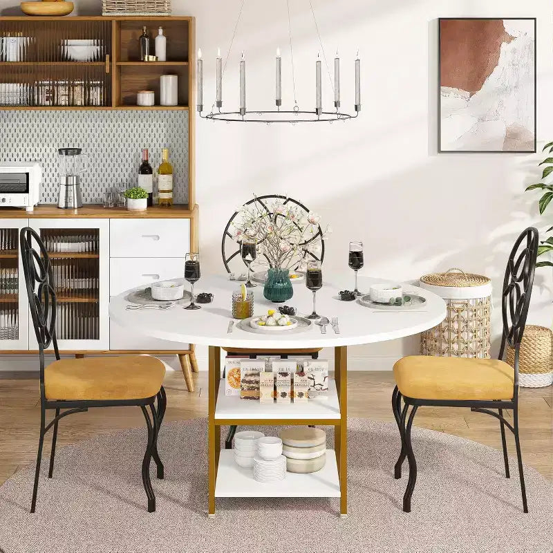 Tavolo da pranzo rotondo Lantine da 47 pollici per 4 persone