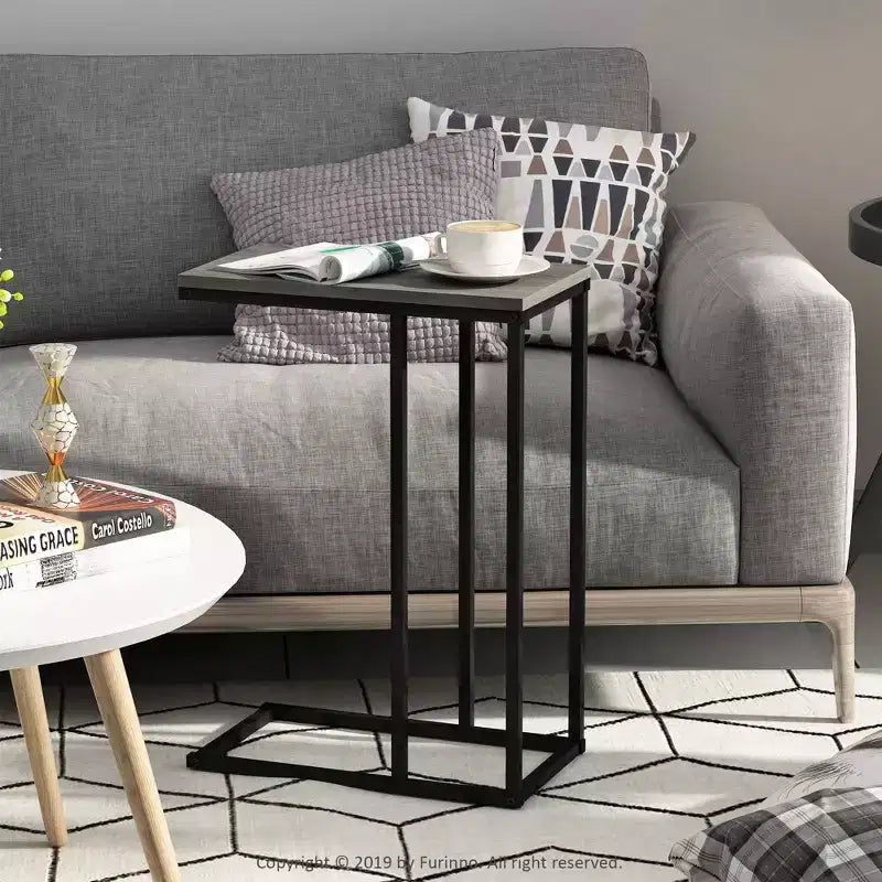 Furinno Modern Coffee Tray Sofa Side End Table Ottoman Couch Console Stand TV Lap Snack for Living Room&Home Decor,French Oak Grey