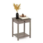 Tavolino d'appoggio Furinno Mid-Century con cassetto e ripiano aperto, rovere rustico