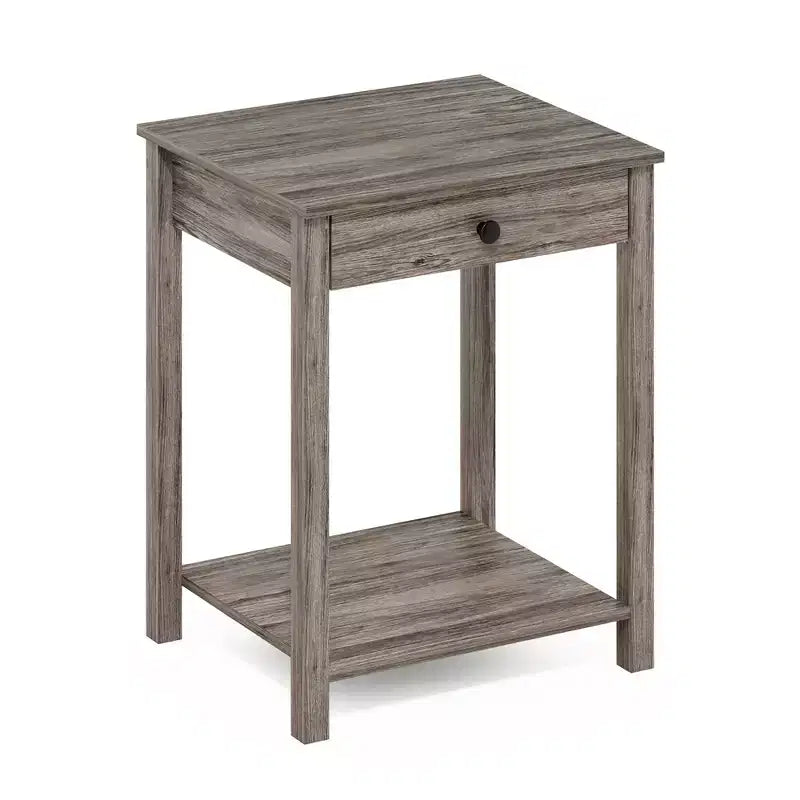 Tavolino d'appoggio Furinno Mid-Century con cassetto e ripiano aperto, rovere rustico