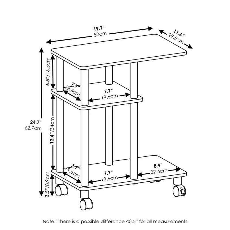 Carrello portaoggetti girevole a forma di U Furinno Tavolino/tavolo da divano con ripiano a vista, rovere