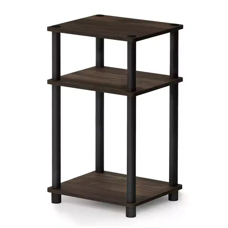 Furinno Tavolino Laterale da Divano Reversibile a 3 Ripiani con Scaffale Aperto, Noce