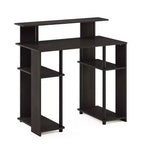 Furinno Scrivania per Computer dal Design Semplice, Postazione di Lavoro per Ufficio Domestico, Scrivania da Studio, Libreria Aperta con Supporto per CPU, Noce
