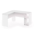 Furinno Scrivania per Computer a L, Tavolo da Studio e Gaming, Postazione Angolare con Scaffali Aperti, Bianco