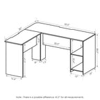 Furinno Scrivania per Computer a L, Tavolo da Studio e Gaming, Postazione Angolare con Scaffali Aperti, Bianco