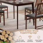 Tavolo da pranzo Costway 48 in legno, rettangolare, stile rustico, con gambe in legno massello di caucciù, ciliegio/naturale