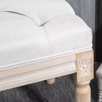 Panca da letto HOMCOM stile vintage francese, panca imbottita in lino con seduta spessa imbottita e gambe in legno, panca capitonné per camera da letto