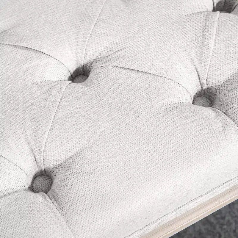Panca da letto HOMCOM stile vintage francese, panca imbottita in lino con seduta spessa imbottita e gambe in legno, panca capitonné per camera da letto