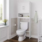 Mobile contenitore sopra WC Flash Furniture Vega con ante a chiusura magnetica, ripiano regolabile e ripiano inferiore aperto
