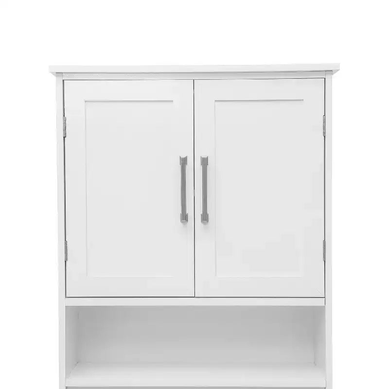 Mobile contenitore sopra WC Flash Furniture Vega con ante a chiusura magnetica, ripiano regolabile e ripiano inferiore aperto