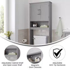 Mobile contenitore sopra WC Flash Furniture Vega con ante a chiusura magnetica, ripiano regolabile e ripiano inferiore aperto