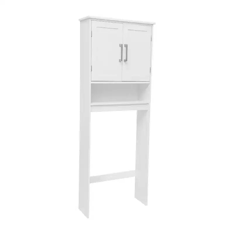 Mobile contenitore sopra WC Flash Furniture Vega con ante a chiusura magnetica, ripiano regolabile e ripiano inferiore aperto