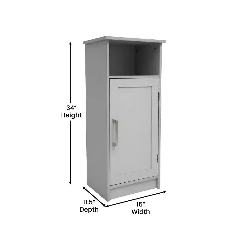 Flash Furniture Vega Mobiletto per bagno organizer con chiusura magnetica, ripiano interno regolabile e ripiano superiore aperto