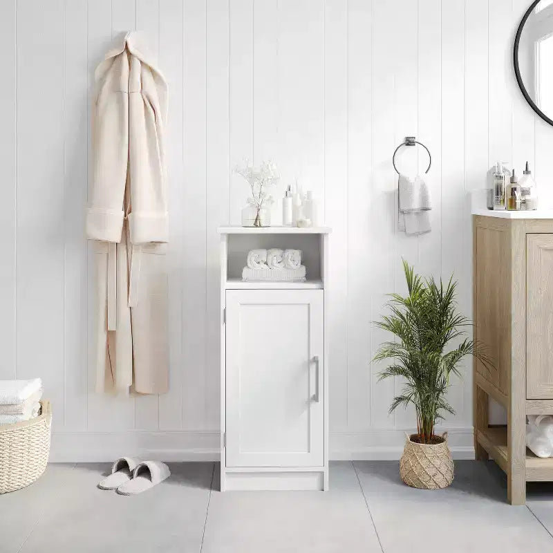 Flash Furniture Vega Mobiletto per bagno organizer con chiusura magnetica, ripiano interno regolabile e ripiano superiore aperto