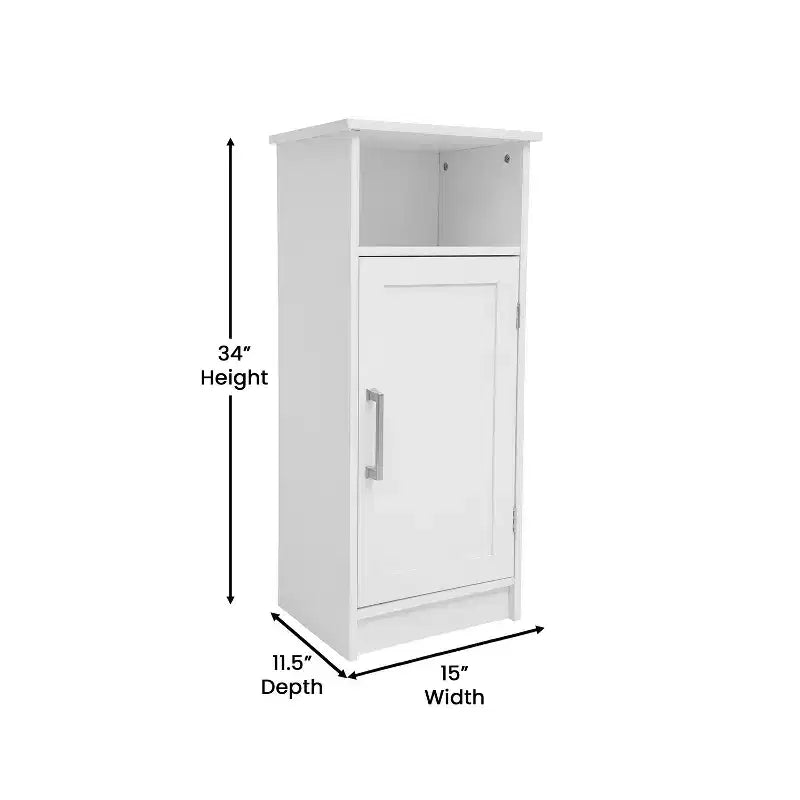 Flash Furniture Vega Mobiletto per bagno organizer con chiusura magnetica, ripiano interno regolabile e ripiano superiore aperto
