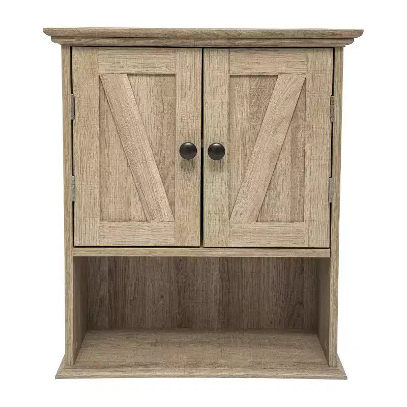 Pensile da bagno Merrick Lane con ripiano regolabile, ripiano inferiore aperto e ante con chiusura magnetica