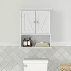 Pensile da bagno Merrick Lane con ripiano regolabile, ripiano inferiore aperto e ante con chiusura magnetica