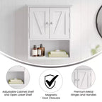 Pensile da bagno Merrick Lane con ripiano regolabile, ripiano inferiore aperto e ante con chiusura magnetica