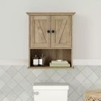 Pensile da bagno Merrick Lane con ripiano regolabile, ripiano inferiore aperto e ante con chiusura magnetica