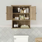 Pensile da bagno Merrick Lane con ripiano regolabile, ripiano inferiore aperto e ante con chiusura magnetica