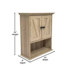 Pensile da bagno Merrick Lane con ripiano regolabile, ripiano inferiore aperto e ante con chiusura magnetica