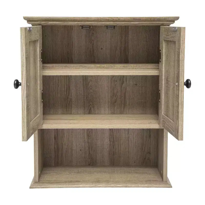 Pensile da bagno Merrick Lane con ripiano regolabile, ripiano inferiore aperto e ante con chiusura magnetica