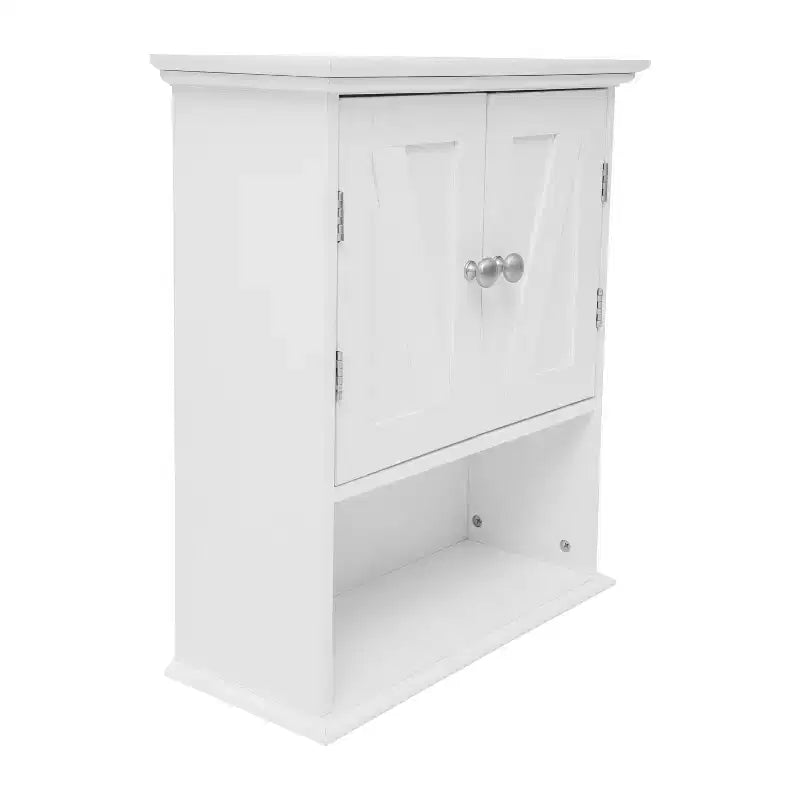 Pensile da bagno Merrick Lane con ripiano regolabile, ripiano inferiore aperto e ante con chiusura magnetica