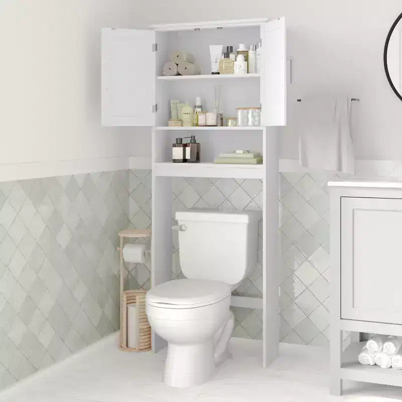 Merrick Lane Organizzatore da bagno sopra il WC con mensole e ante con chiusura magnetica
