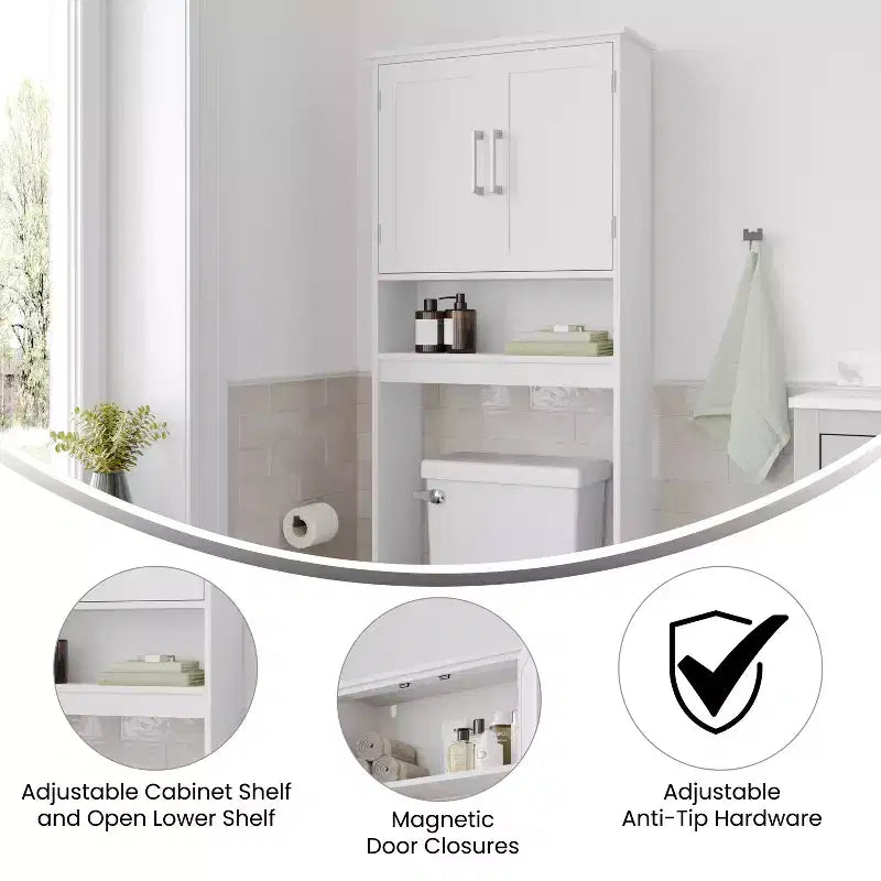 Merrick Lane Organizzatore da bagno sopra il WC con mensole e ante con chiusura magnetica