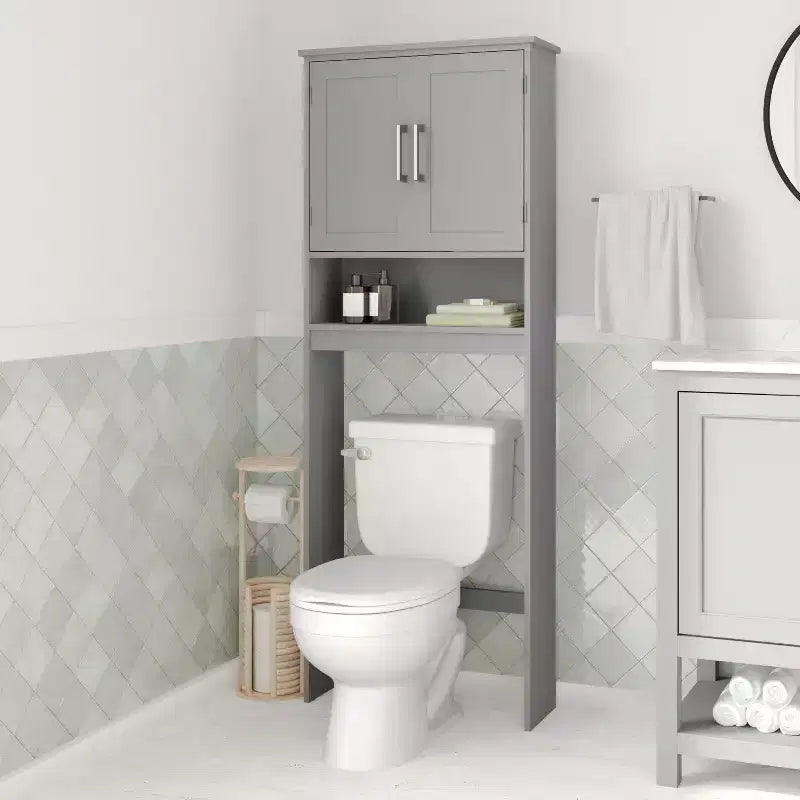 Merrick Lane Organizzatore da bagno sopra il WC con mensole e ante con chiusura magnetica