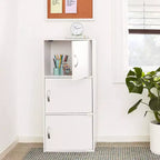 Mobiletto multiuso Hodedah a 3 ante in legno composito resistente, per cucina, ufficio, camera dei bambini e altre soluzioni di organizzazione domestica