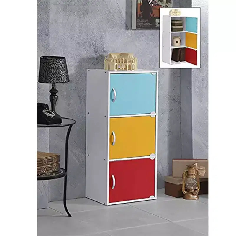 Mobiletto multiuso Hodedah a 3 ante in legno composito resistente, per cucina, ufficio, camera dei bambini e altre soluzioni di organizzazione domestica