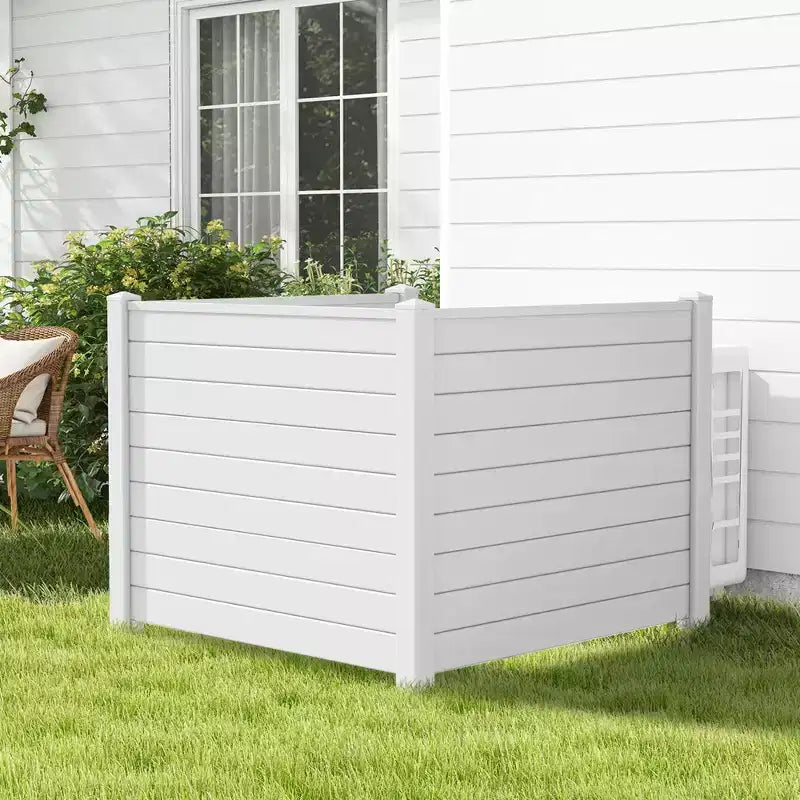 Costway 48L x 37.5H Recinzione per Condizionatore con 3 Picchetti a Terra Nero/Bianco