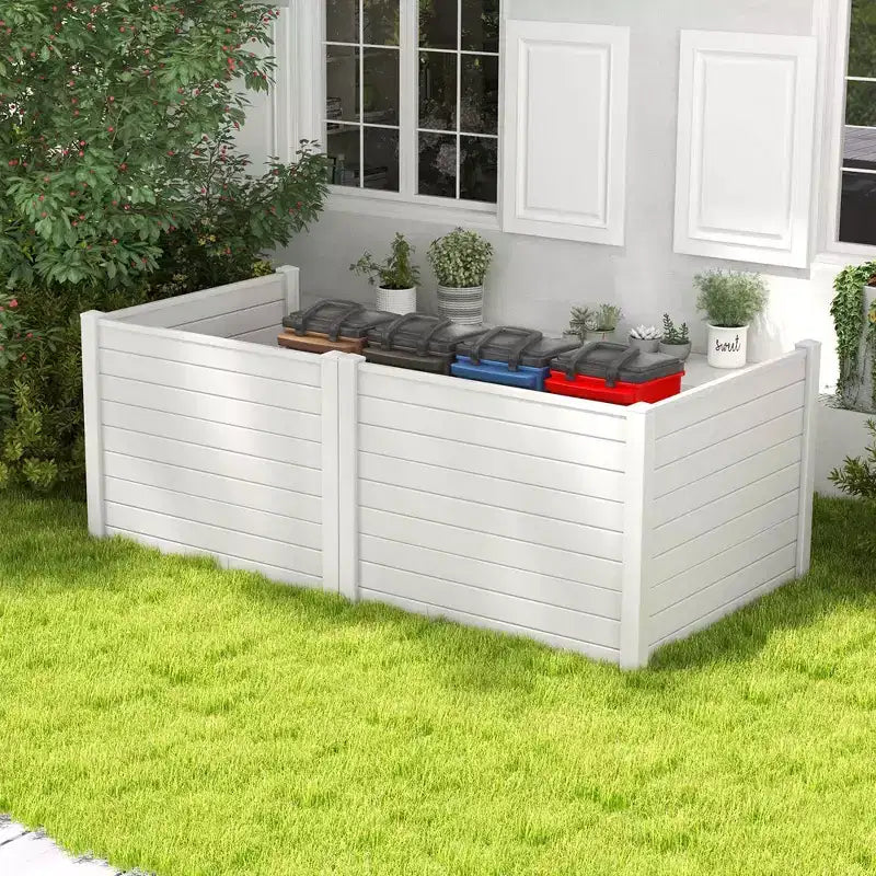 Costway 48L x 37.5H Recinzione per Condizionatore con 3 Picchetti a Terra Nero/Bianco