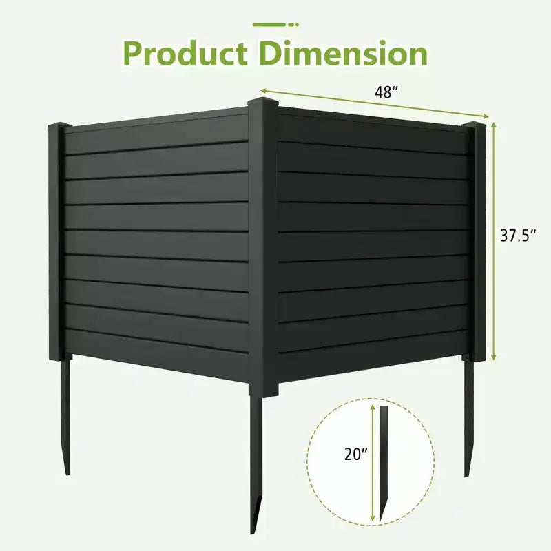 Costway 48L x 37.5H Recinzione per Condizionatore con 3 Picchetti a Terra Nero/Bianco