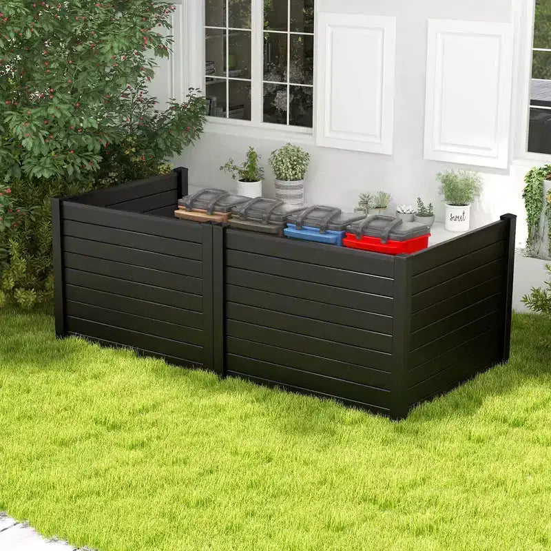 Costway 48L x 37.5H Recinzione per Condizionatore con 3 Picchetti a Terra Nero/Bianco