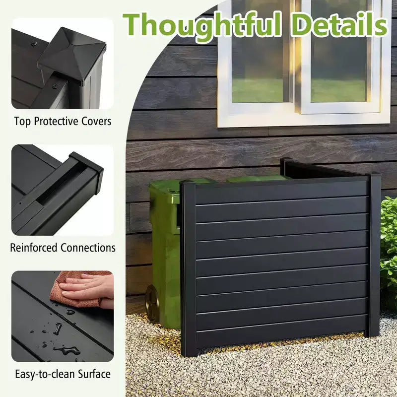 Costway 48L x 37.5H Recinzione per Condizionatore con 3 Picchetti a Terra Nero/Bianco