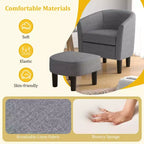Set Poltrona a Botte Costway con Poggiapiedi Ottomano, Schienale Curvo e Cuscino di Seduta Rimovibile Grigio/Beige