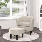 Set Poltrona a Botte Costway con Poggiapiedi Ottomano, Schienale Curvo e Cuscino di Seduta Rimovibile Grigio/Beige