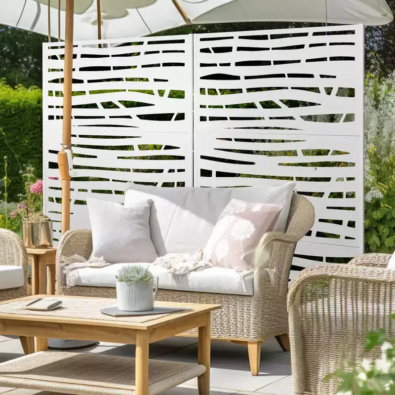 Dovelina Paravento Divisorio Decorativo per Esterni in Metallo Autoportante per Patio