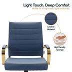 Sedia da Ufficio in Pelle LeisureMod Benmar con Dettagli Dorati, Altezza Regolabile, Base Girevole, Design Ergonomico per Ufficio Domestico, Studio o Spazio di Lavoro